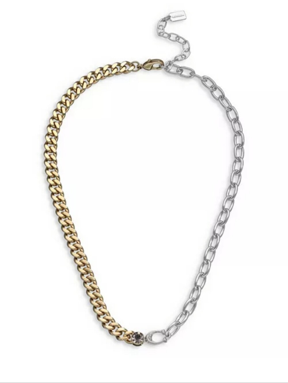 COACH Two-Tone Mixed Chain Knot Necklace with Crystal Accent 16-18"
